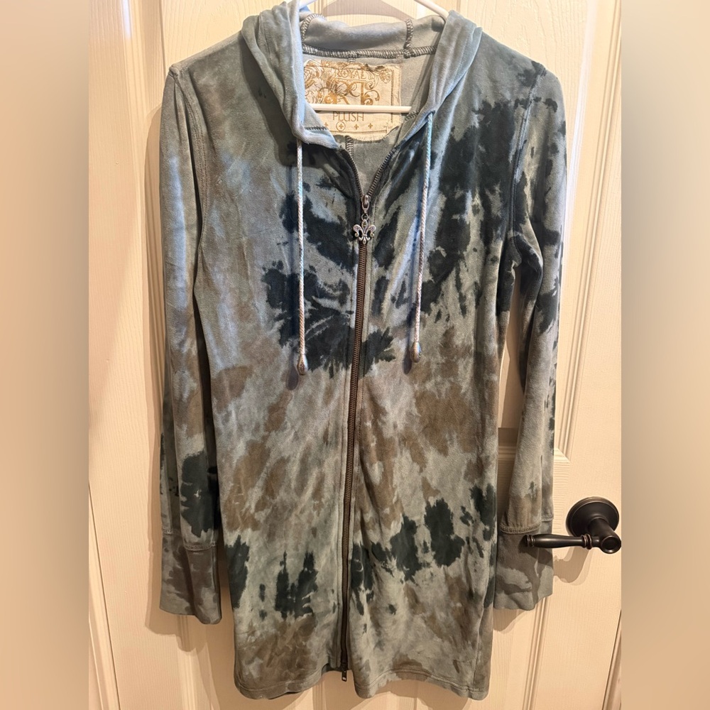 Women's Royal Plush Velour Tie-Dye Hooded Jacket